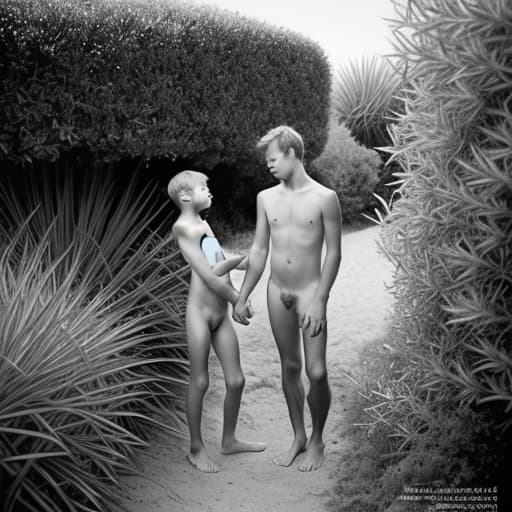   old s and boys in the bushes with no clothes having an for the a magazine, stable diffusion, absolute reality v1.6, perfect symmetry, photo realistic raw, jock sturges and David hamilton style