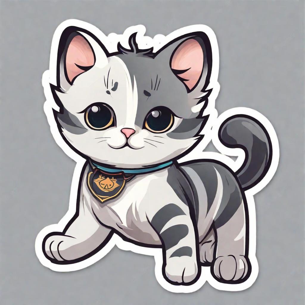  cute cat, stickers, sticker, vector, cartoon style, ((thick white edges)), masterpiece, high-octane render, high-contrast, 12k, 2.5 D, centered image composition, white background hyperrealistic, full body, detailed clothing, highly detailed, cinematic lighting, stunningly beautiful, intricate, sharp focus, f/1. 8, 85mm, (centered image composition), (professionally color graded), ((bright soft diffused light)), volumetric fog, trending on instagram, trending on tumblr, HDR 4K, 8K