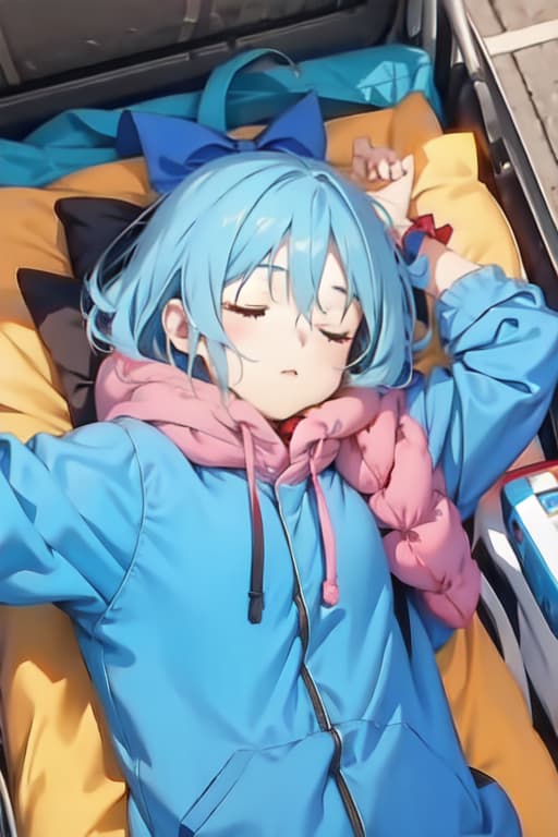  Cirno in a sleeping bag