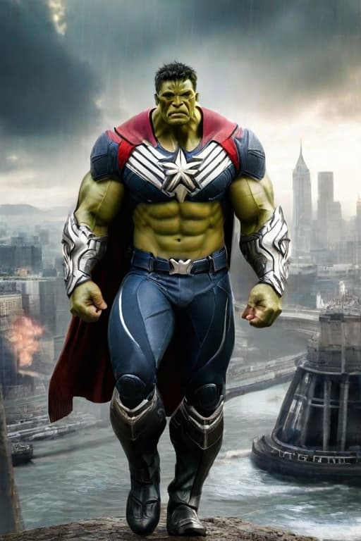  Hulk,Avengers Alliance hyperrealistic, full body, detailed clothing, highly detailed, cinematic lighting, stunningly beautiful, intricate, sharp focus, f/1. 8, 85mm, (centered image composition), (professionally color graded), ((bright soft diffused light)), volumetric fog, trending on instagram, trending on tumblr, HDR 4K, 8K