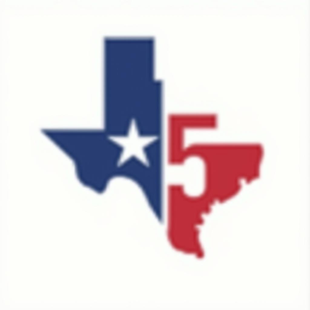  design a logo that features the outline of the state of texas in a minimalist style. inside the texas outline, incorporate the letters m5 in a bold, modern font. use the colors of the texas flag blue, red, and white. make the m in blue, the 5 in red, and the star in white. the text custom homes and remodeling, llc should be elegantly placed below or around the outline of texas, ensuring it complements the design without overwhelming the central focus. use a neutral color, such as black or dark blue, for the company name to ensure readability