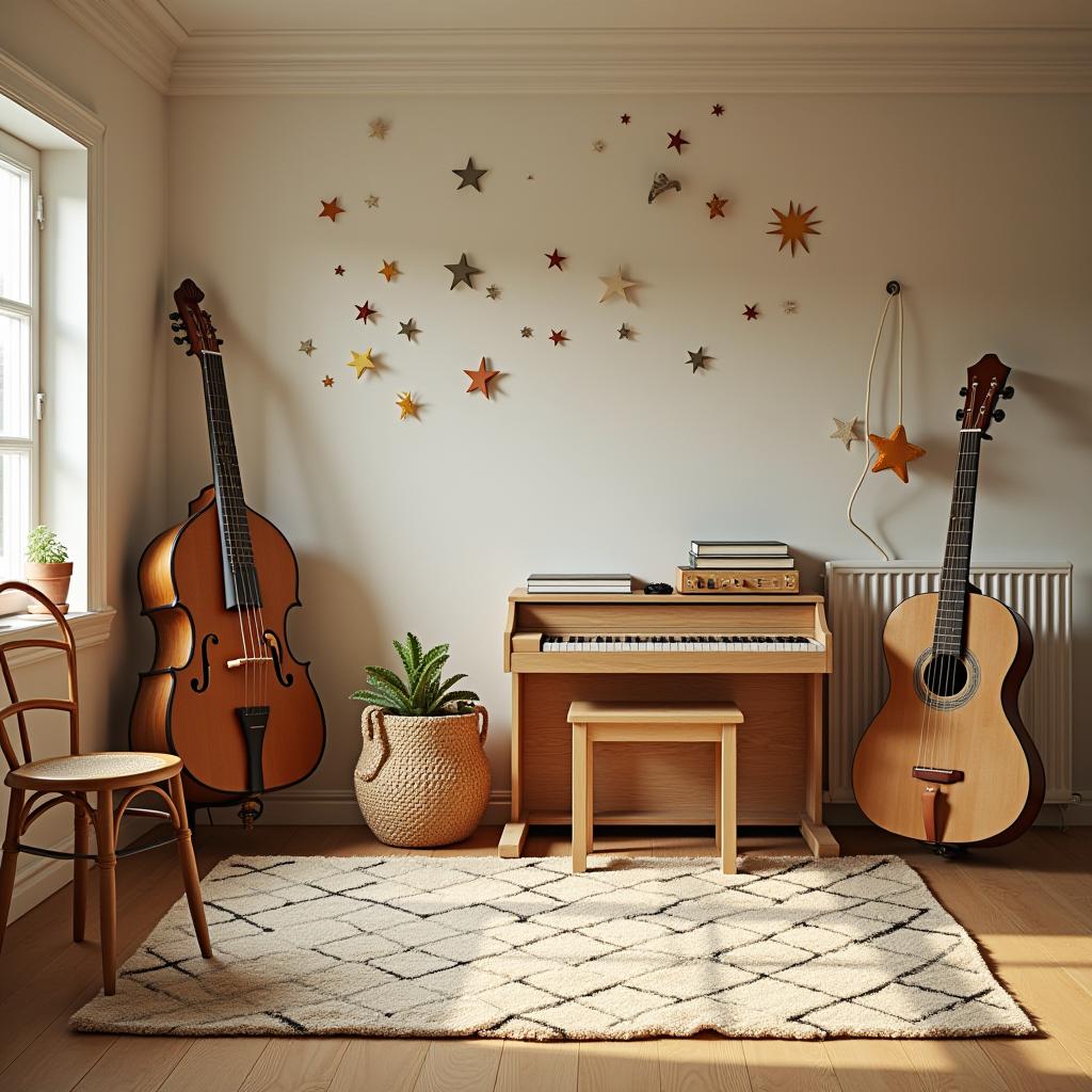  editorial photography of children room: music room room for playing musical instruments