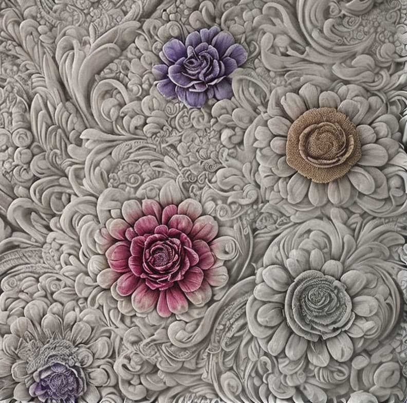 a close up of a wall with a bunch of flowers on it, carved marble texture silk cloth, intricate artwork, very intricate art, detailed and intricate image, intricate art, flowers with intricate detail,