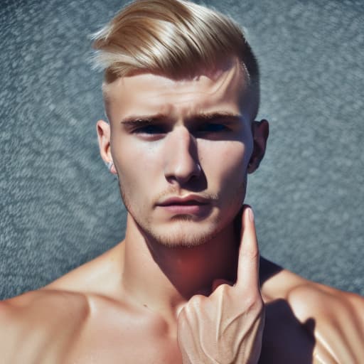 portrait+ style russian queer fitness instructor blonde very cute dude face