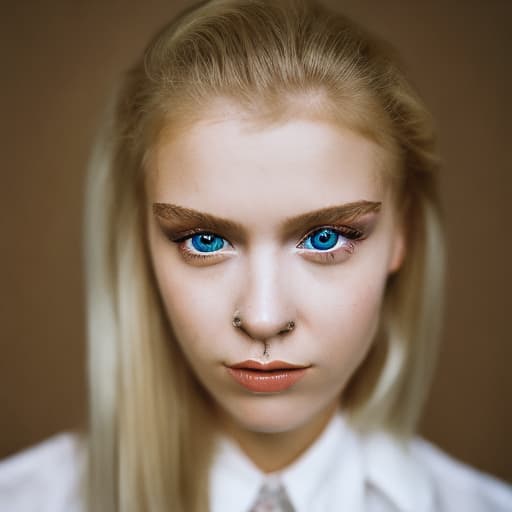 portrait+ style Russian queer reality show condensant blonde female face