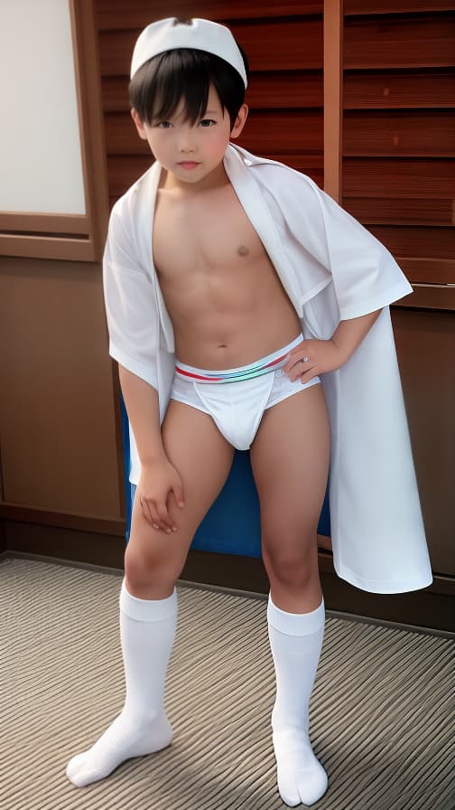  6th grader White high socks loincloth Cloth loincloth Ryokan boy