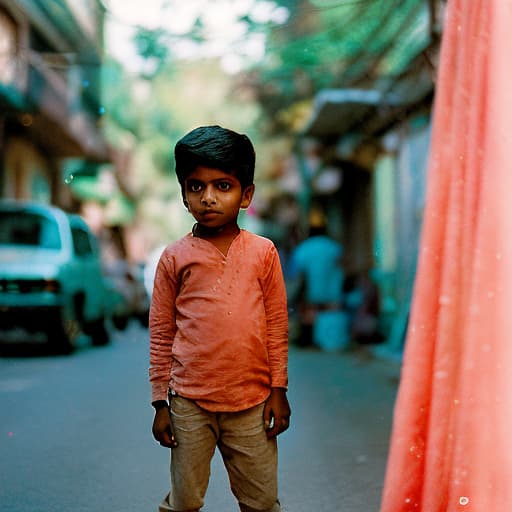 analog style a Indian boy with his bubble 