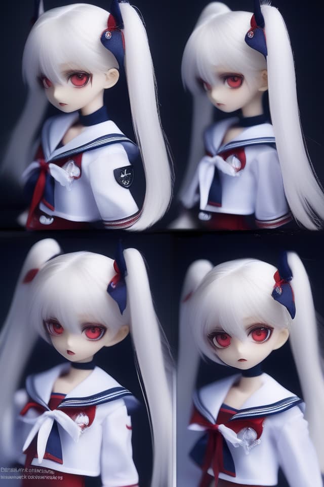  White hair,red eyes,eyes are shining,the strongest,beautiful girl,twin tails,expressionless,beautiful,mysterious,sailor suit,face up、(absurd detailed:1.4、best quality:1.4、masterpiece:1.4)、