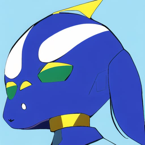  👽 alien, wearing dog *collar on neck, (*collar Complementary color schemes blue and yellow).