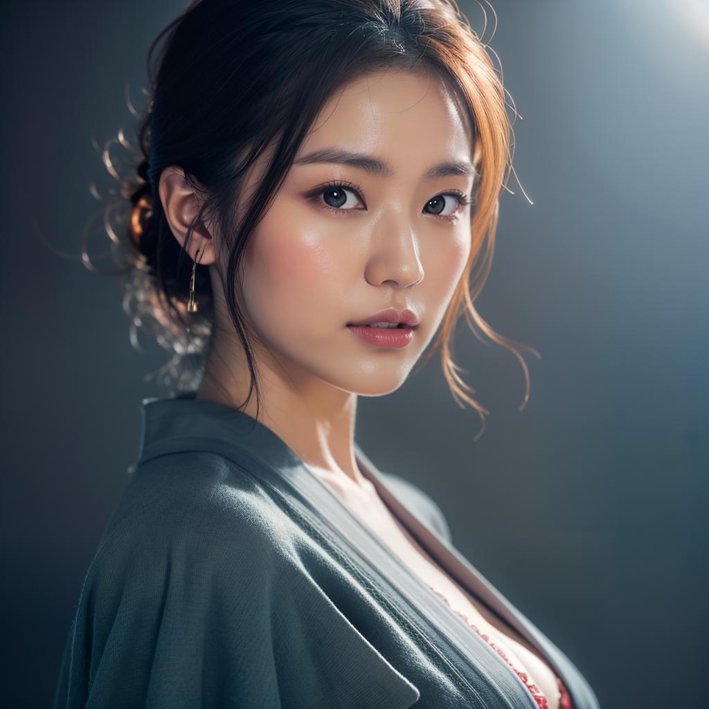  (masterpiece:1.3), (8k, photorealistic, photo, best quality: 1.4), (Japanese woman wearing clothes:),(realistic face), realistic eyes, (realistic skin), beautiful skin, kimono, (perfect body:1.3), (detailed body:1.2), hyperrealistic, full body, detailed clothing, highly detailed, cinematic lighting, stunningly beautiful, intricate, sharp focus, f/1. 8, 85mm, (centered image composition), (professionally color graded), ((bright soft diffused light)), volumetric fog, trending on instagram, trending on tumblr, HDR 4K, 8K