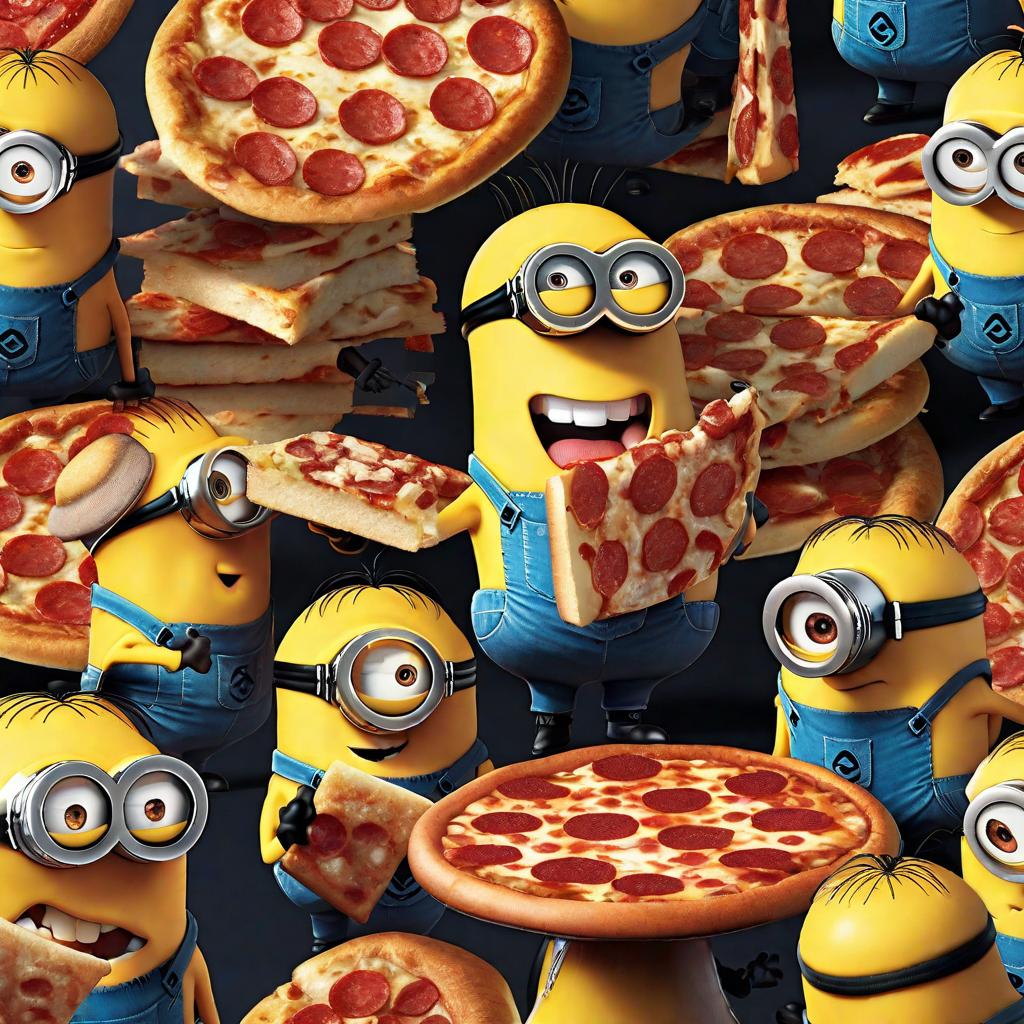  Minions comiendo pizza, portrait, cyberpunk, hyper detailed, digital art, trending in artstation, cinematic lighting, studio quality, smooth render, unreal engine 5 rendered, octane rendered, art style by klimt and nixeu and ian sprigger and wlop and krenz cushart hyperrealistic, full body, detailed clothing, highly detailed, cinematic lighting, stunningly beautiful, intricate, sharp focus, f/1. 8, 85mm, (centered image composition), (professionally color graded), ((bright soft diffused light)), volumetric fog, trending on instagram, trending on tumblr, HDR 4K, 8K