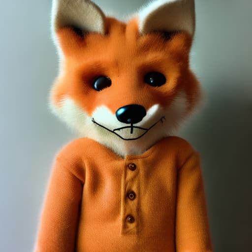 analog style scary red fox animatronic