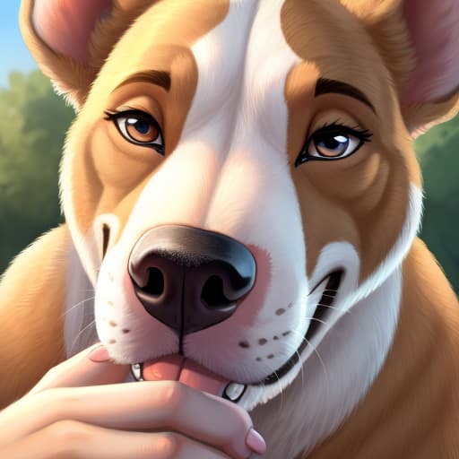  Female putbull dog, fingering, open eyes, digital art, masterpiece, 4k, fine details,