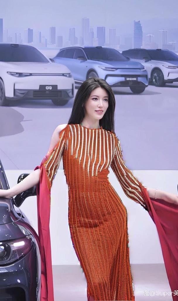 she is wearing a black dress