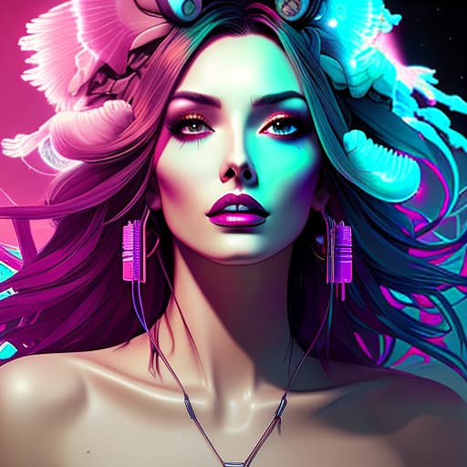 nvinkpunk goddess princess beautiful face close-up portrait ram skull fluffy toy. jellyfish phoenix head, nautilus, orchid, skull, betta fish, bioluminiscent creatures, intricate artwork by Tooth Wu and wlop and beeple. octane render, trending on artstation, greg rutkowski very coherent symmetrical artwork. cinematic, hyper realism, high detail, octane render, 8k hyperrealistic, full body, detailed clothing, highly detailed, cinematic lighting, stunningly beautiful, intricate, sharp focus, f/1. 8, 85mm, (centered image composition), (professionally color graded), ((bright soft diffused light)), volumetric fog, trending on instagram, trending on tumblr, HDR 4K, 8K