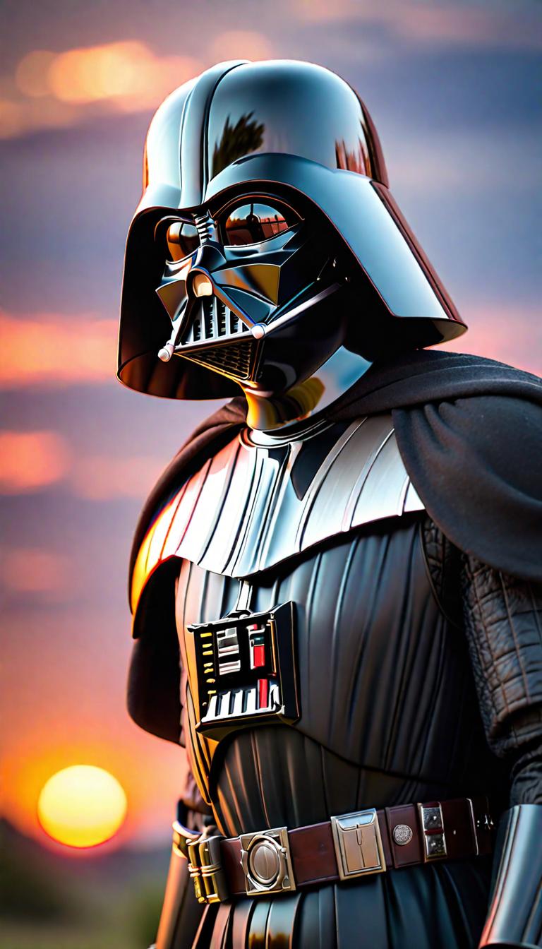  Professional 3D model of darth vader at sunset . Rendered with Octane, the model is highly detailed,dramatic lighting. hyperrealistic, full body, detailed clothing, highly detailed, cinematic lighting, stunningly beautiful, intricate, sharp focus, f/1. 8, 85mm, (centered image composition), (professionally color graded), ((bright soft diffused light)), volumetric fog, trending on instagram, trending on tumblr, HDR 4K, 8K