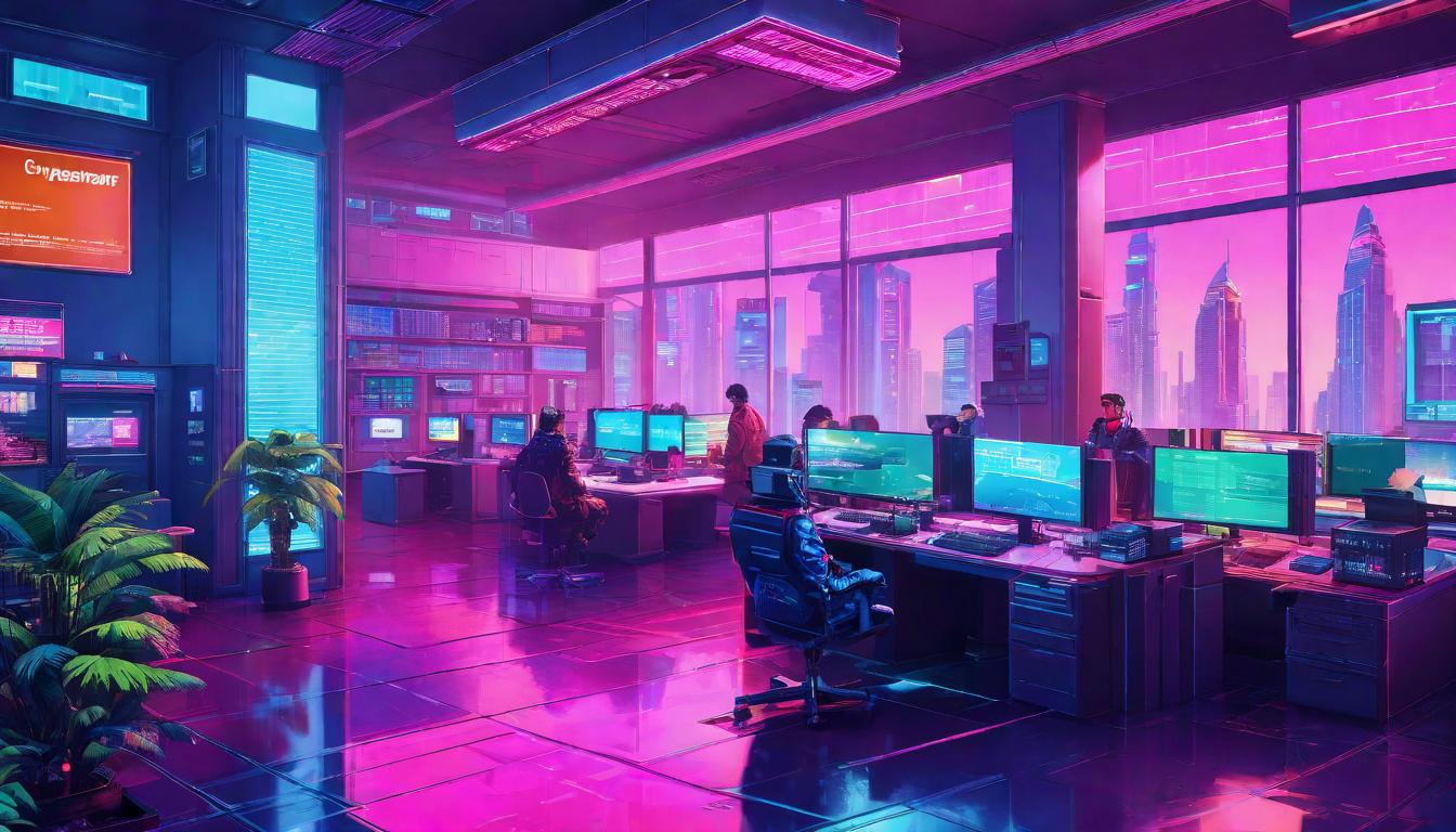  vaporwave,cyberpunk game style Different life scenes like career office, social gatherings, homes, thread of light connecting them, life choiceseon, dystopian, futuristic, digital, vibrant, detailed, high contrast, reminiscent of cyberpunk genre video games,retro aesthetic, cyberpunk, vibrant, neon colors, vintage 80s and 90s style, highly detailed