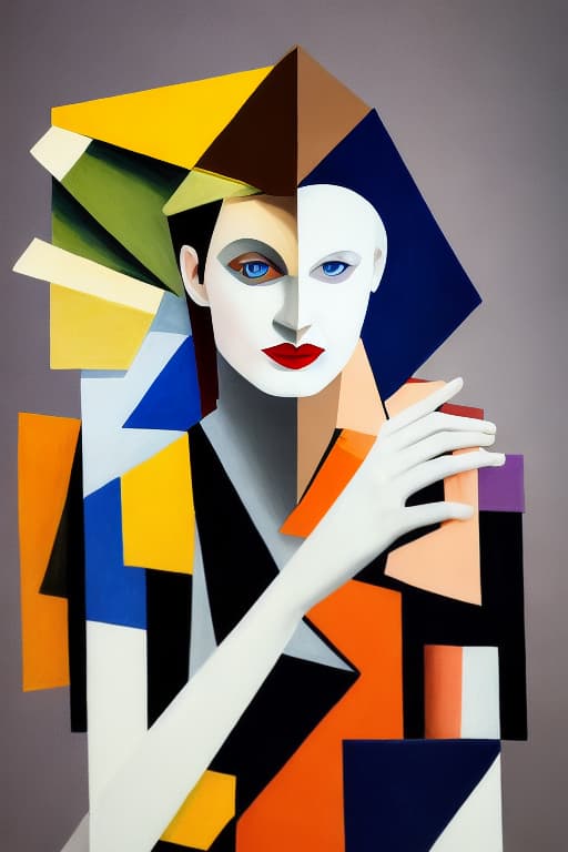 modelshoot style Cubism mother and painting