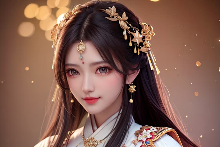  best quality, masterpiece, highres, 1girl,blush,(seductive smile:0.8),star shaped pupils,china hanfu,hair ornament,necklace, jewelry,Beautiful face,upon body, tyndall effect,photorealistic, dark studio, rim lighting, two tone lighting,(high detailed skin:1.2), 8k uhd, dslr, soft lighting, high quality, volumetric lighting, candid, Photograph, high resolution, 4k, 8k, Bokeh hyperrealistic, full body, detailed clothing, highly detailed, cinematic lighting, stunningly beautiful, intricate, sharp focus, f/1. 8, 85mm, (centered image composition), (professionally color graded), ((bright soft diffused light)), volumetric fog, trending on instagram, trending on tumblr, HDR 4K, 8K