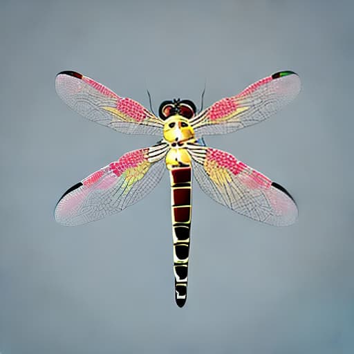 dublex style dragonfly, rich bright colours, crisp lines, carnival style