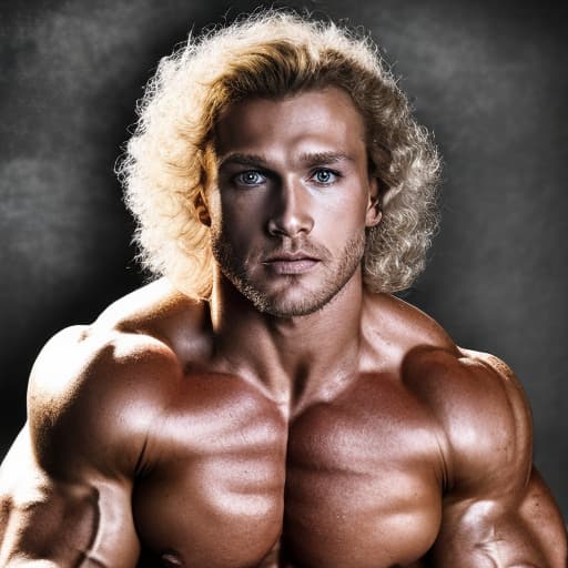 portrait+ style Russian queer IFBB blonde hunk dude face