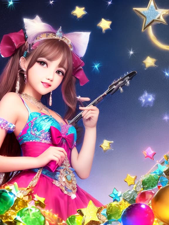  Sparkling star wallpaper with gems and pretty musical notes