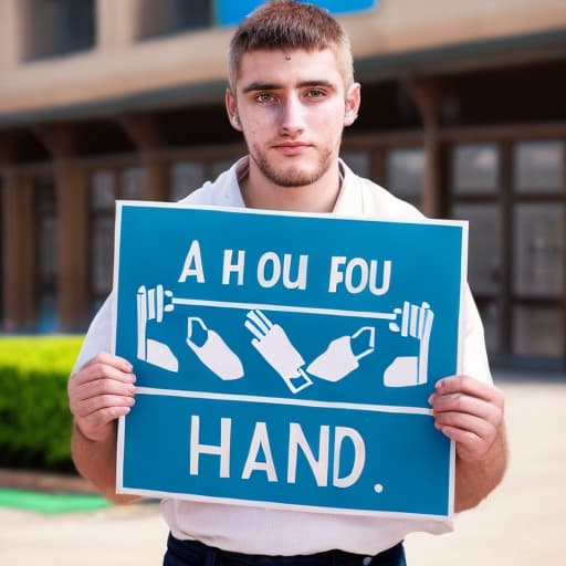  A Beautiful man shows signs for the deaf and dumb with his hands