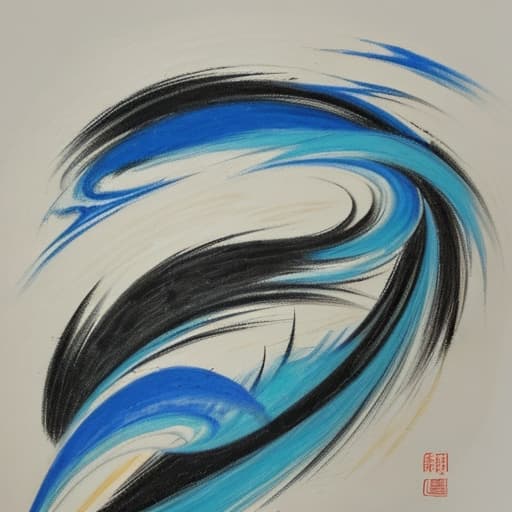  Please draw an abstract painting of a large scene in the style of Zhao Wuji, a master of abstract painting.