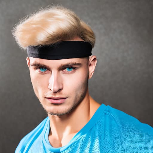 portrait+ style russian queer fitness instructor blonde very cute dude face