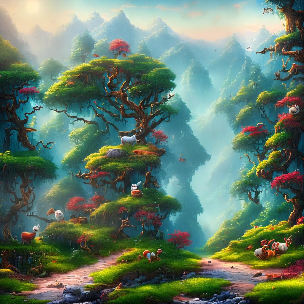  ((masterpiece)),(((best quality))), 8k, high detailed, ultra-detailed. A cartoon style scene with a panda happily jumping on a forest path, meeting its friend the rabbit. The scene is surrounded by nature, with vibrant and clear colors. The lines are simple and expressive. hyperrealistic, full body, detailed clothing, highly detailed, cinematic lighting, stunningly beautiful, intricate, sharp focus, f/1. 8, 85mm, (centered image composition), (professionally color graded), ((bright soft diffused light)), volumetric fog, trending on instagram, trending on tumblr, HDR 4K, 8K