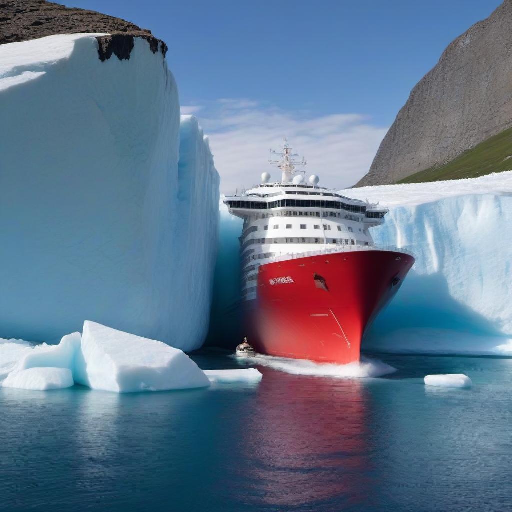  Draw a cruiser against the background of the iceberg