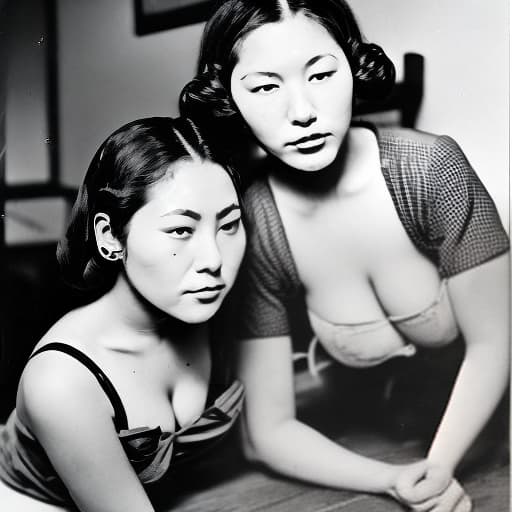 lnkdn photography niña nalgona con su amiga haciendo de las suyas en calzones en casa de Japón 1940s