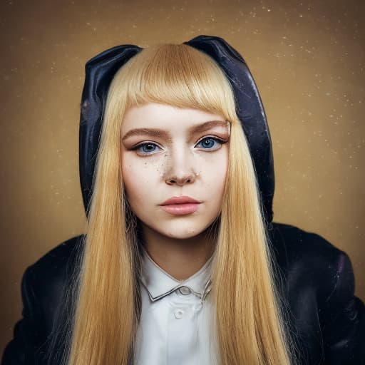 portrait+ style Russian queer reality show condensant blonde female face