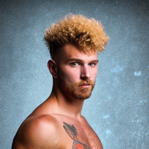 portrait+ style WrestleMania queer blonde hunk dude face