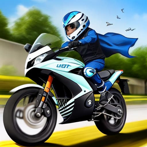  Picture used as avatar, character riding motorcycle, big helmet, cute style,