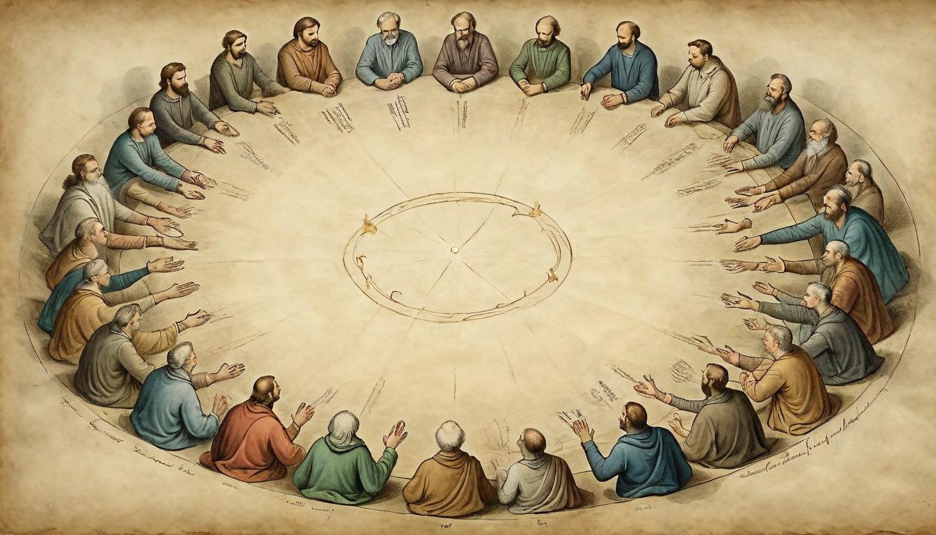  on parchment, surrealism+++, Hands joined in a circle, emanating a soft glow, symbolizing support and upliftment in unity, supportive, glowing, united.(mysterious, provocative, symbolic,muted color)+++