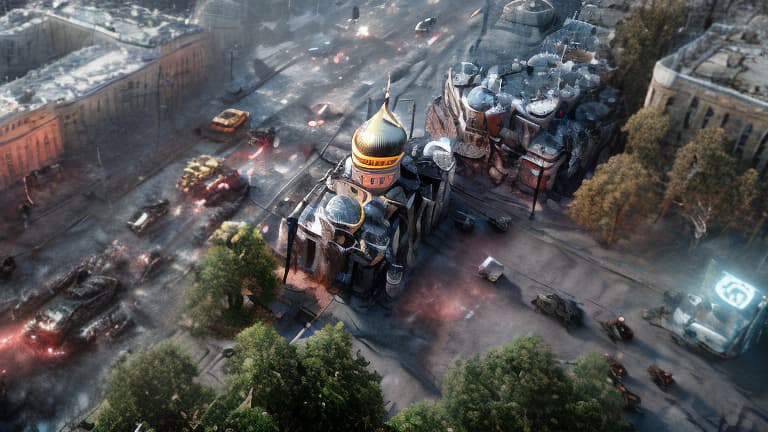 redshift style Moscow street crash hell horror war