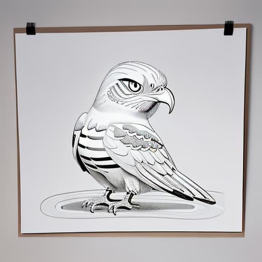  imagen de calidad lineal en blanco y negro para coloreal. aguila pequeña en dibujos infantiles