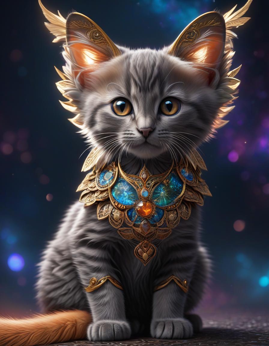  Winged gentle kitten, digital art, trending on artstation, HDR, nicely detailed, cosmic background, 4k, 8k wallpaper, concept art, smooth, sharp focus, illustration, art nouveau, background with African ornament patterns, fantastic colors, colorful fantasy style, unreal engine, 88.5 mm, F5.9 hyperrealistic, full body, detailed clothing, highly detailed, cinematic lighting, stunningly beautiful, intricate, sharp focus, f/1. 8, 85mm, (centered image composition), (professionally color graded), ((bright soft diffused light)), volumetric fog, trending on instagram, trending on tumblr, HDR 4K, 8K