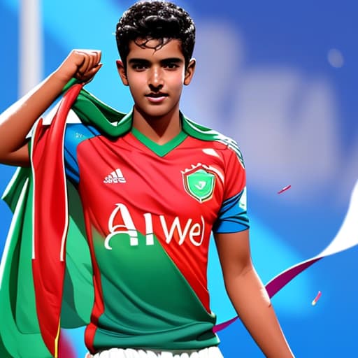  A young Maldivian boy winning the World Cup for his country his named is Maain his jersey number is 7