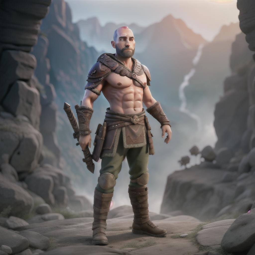  God of war hyperrealistic, full body, detailed clothing, highly detailed, cinematic lighting, stunningly beautiful, intricate, sharp focus, f/1. 8, 85mm, (centered image composition), (professionally color graded), ((bright soft diffused light)), volumetric fog, trending on instagram, trending on tumblr, HDR 4K, 8K