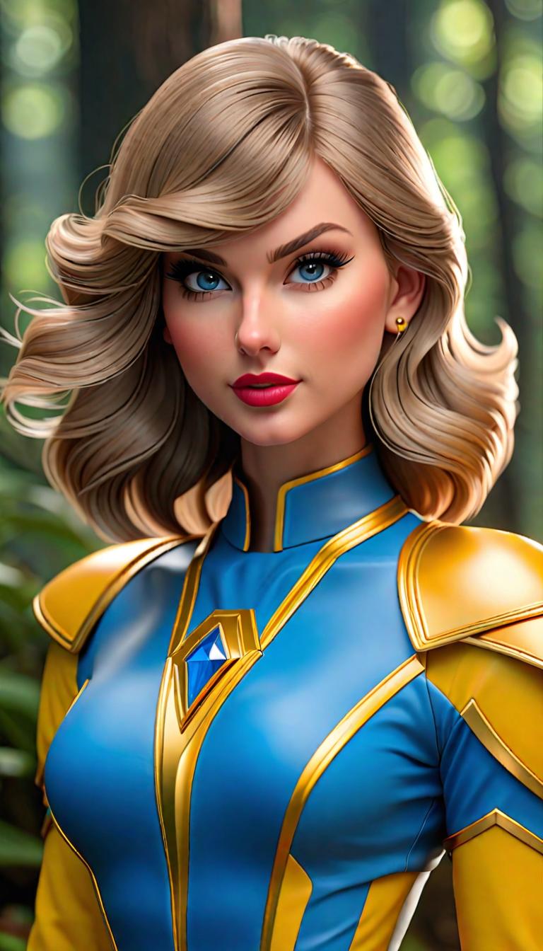  Professional 3D model of Taylor Swift as a Blue Power Ranger helmet on . Rendered with Octane, the model is highly detailed,dramatic lighting. hyperrealistic, full body, detailed clothing, highly detailed, cinematic lighting, stunningly beautiful, intricate, sharp focus, f/1. 8, 85mm, (centered image composition), (professionally color graded), ((bright soft diffused light)), volumetric fog, trending on instagram, trending on tumblr, HDR 4K, 8K