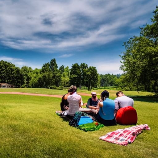  picnic hyperrealistic, full body, detailed clothing, highly detailed, cinematic lighting, stunningly beautiful, intricate, sharp focus, f/1. 8, 85mm, (centered image composition), (professionally color graded), ((bright soft diffused light)), volumetric fog, trending on instagram, trending on tumblr, HDR 4K, 8K