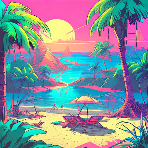 nvinkpunk Whimsical tropical beach