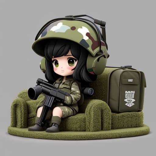  Combat helicopter combat camouflage clothing machine gun girl cute