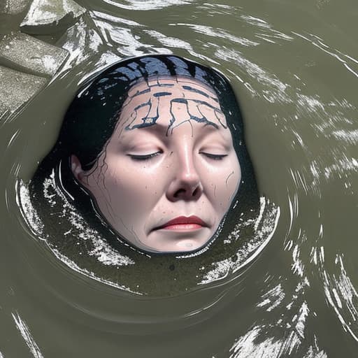  woman's head drowning in the river