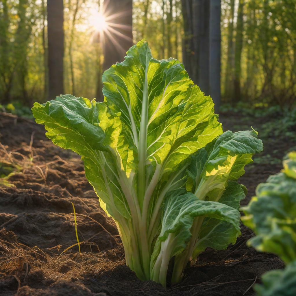  A SINGLE GIANT VERY WRINKLED GREEN RHUBARB IN AN EMPTY FIELD. INTENSE SUNLIGHT SHINING THROUGH THE LEAVES. SPRING., realistic, portrait, art by donato giancola and greg rutkowski, realistic face, digital art, trending on artstation hyperrealistic, full body, detailed clothing, highly detailed, cinematic lighting, stunningly beautiful, intricate, sharp focus, f/1. 8, 85mm, (centered image composition), (professionally color graded), ((bright soft diffused light)), volumetric fog, trending on instagram, trending on tumblr, HDR 4K, 8K