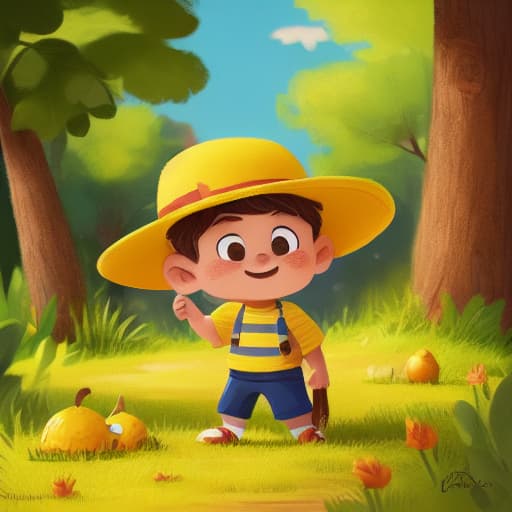  a boy with yellow hat