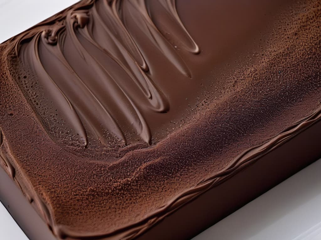  A closeup, ultradetailed image of a glossy, perfectly tempered chocolate bar, showcasing a smooth and flawless surface with intricate swirls and patterns, set against a stark white background to emphasize the minimalistic aesthetic. The chocolate should appear rich and luxurious, inviting the viewer to appreciate its expert craftsmanship and flawless finish. hyperrealistic, full body, detailed clothing, highly detailed, cinematic lighting, stunningly beautiful, intricate, sharp focus, f/1. 8, 85mm, (centered image composition), (professionally color graded), ((bright soft diffused light)), volumetric fog, trending on instagram, trending on tumblr, HDR 4K, 8K