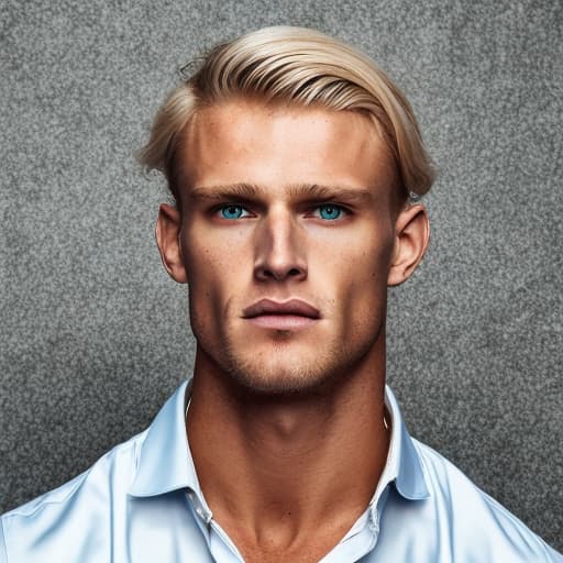 portrait+ style Australian queer fitness model blonde hunk dude face